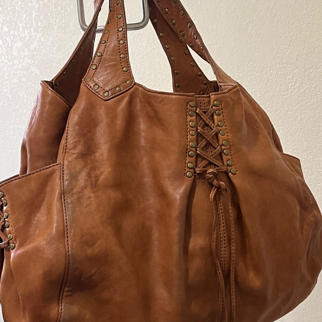 Kooba Limited Edition Annie Brown Leather Designer Satchel Corset Lacings &Studs